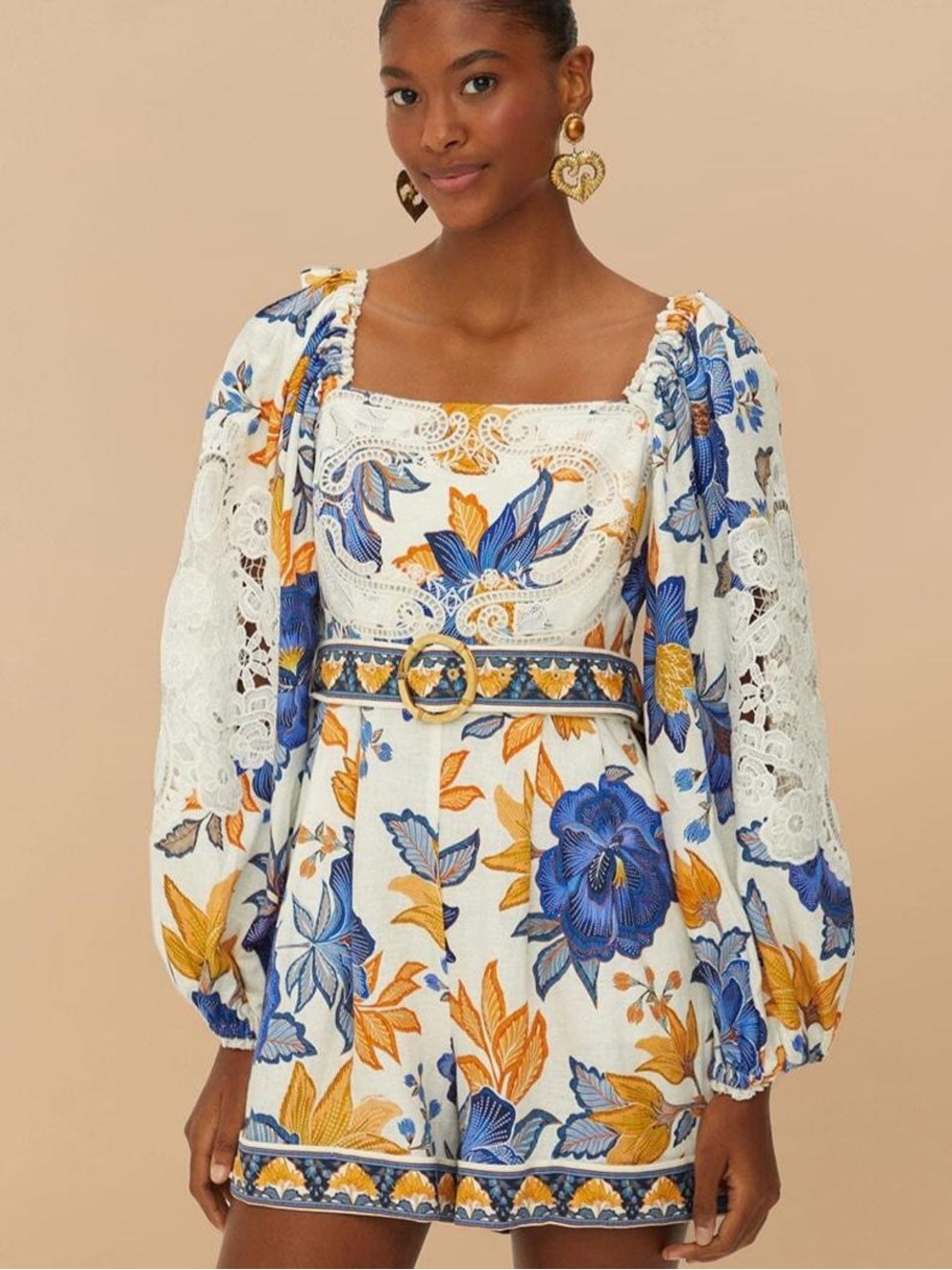NWT FARM RIO Off-White Summer Flowers Romper